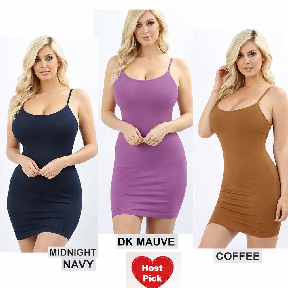 (3-Pack) Sexy Bodycon Slip Dress Stretchable Spaghetti Strap